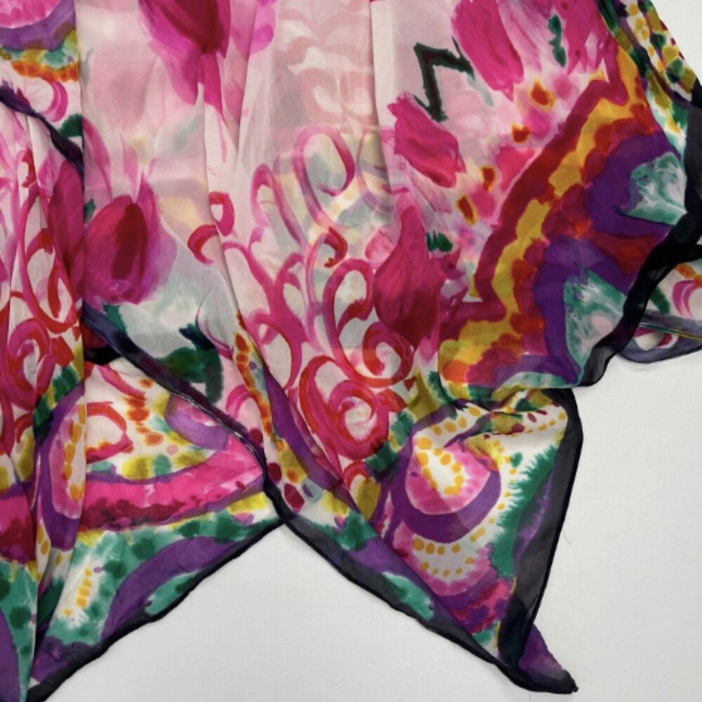 Suzi Chin Colorful Fairycore Dress Whimsical Asymmetrical 100% Silk Y2K - Picture 8 of 14